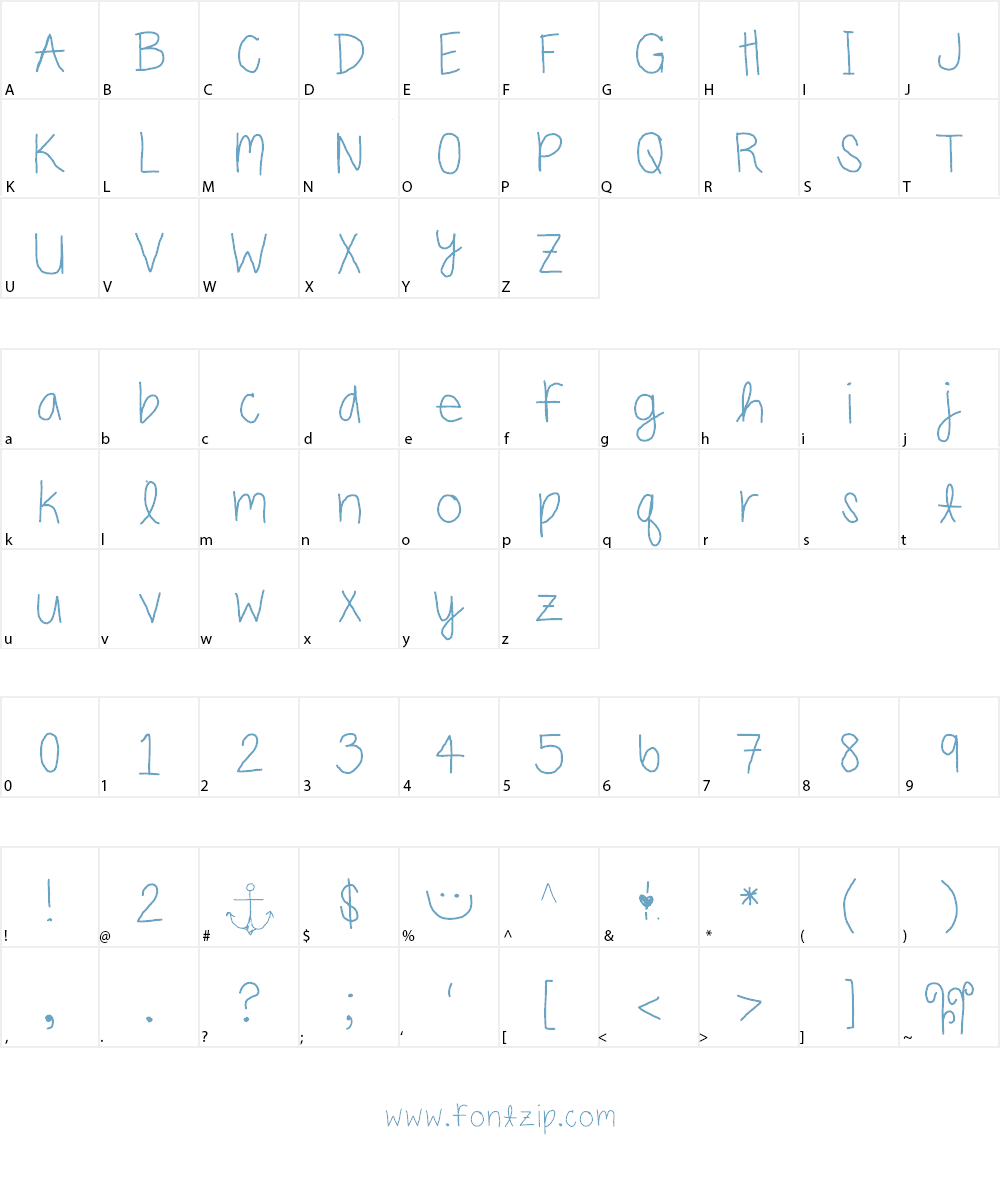 carlys handwriting Font Character